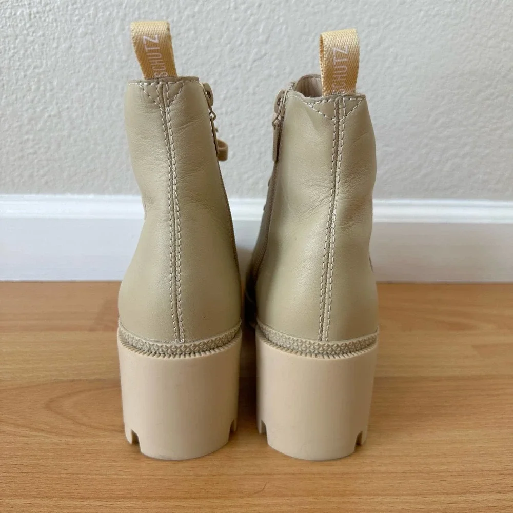 Schutz Xayane Womens Boot Lace up Combat Style Block Heel Almond Cream Size 8B - Picture 4 of 11